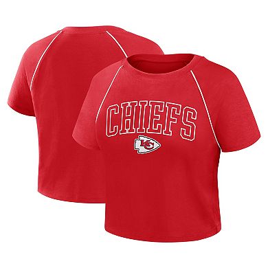 Women's Fanatics Red Kansas City Chiefs Offensive Scheme Raglan Tri-Blend Cropped Top