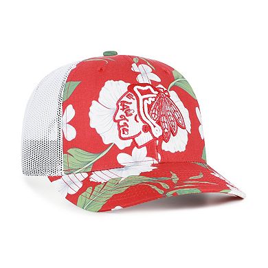 Men's '47 Red/White Chicago Blackhawks Beach Side Adjustable Trucker Hat