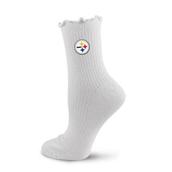 Women's PRO Compression White Pittsburgh Steelers Logo Lettuce Hem Quarter Socks