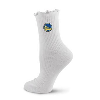 Women's PRO Compression White Golden State Warriors Logo Lettuce Hem Quarter Socks