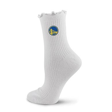 Women's PRO Compression White Golden State Warriors Logo Lettuce Hem Quarter Socks