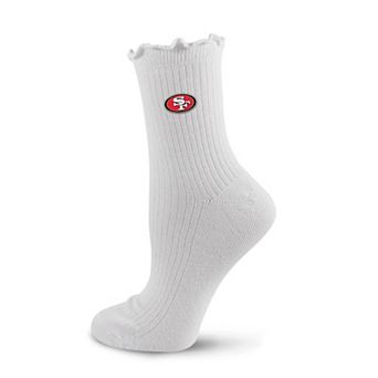 Women's PRO Compression White San Francisco 49ers Logo Lettuce Hem Quarter Socks