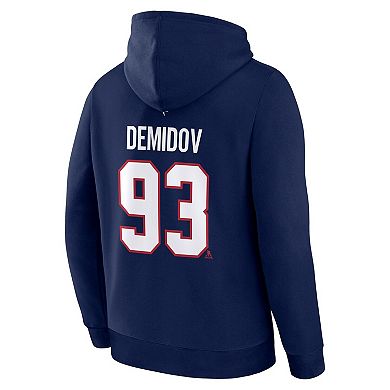 Men's Fanatics Ivan Demidov Navy Montreal Canadiens Authentic Stack Name & Number Hoodie