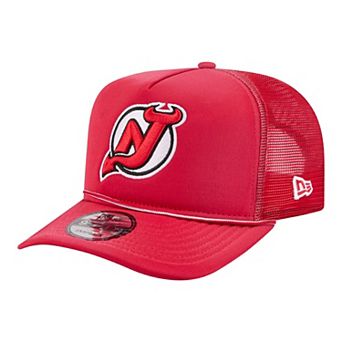 Men's New Era Red New Jersey Devils Faded A-Frame 9FIFTY Trucker Snapback Hat