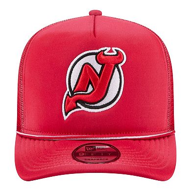 Men's New Era Red New Jersey Devils Faded A-Frame 9FIFTY Trucker Snapback Hat