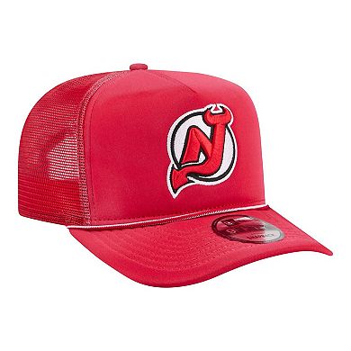 Men's New Era Red New Jersey Devils Faded A-Frame 9FIFTY Trucker Snapback Hat