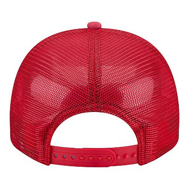 Men's New Era Red New Jersey Devils Faded A-Frame 9FIFTY Trucker Snapback Hat