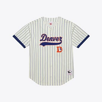 Men's Mitchell & Ness John Elway Cream Denver Broncos Name & Number Mesh Fashion Jersey