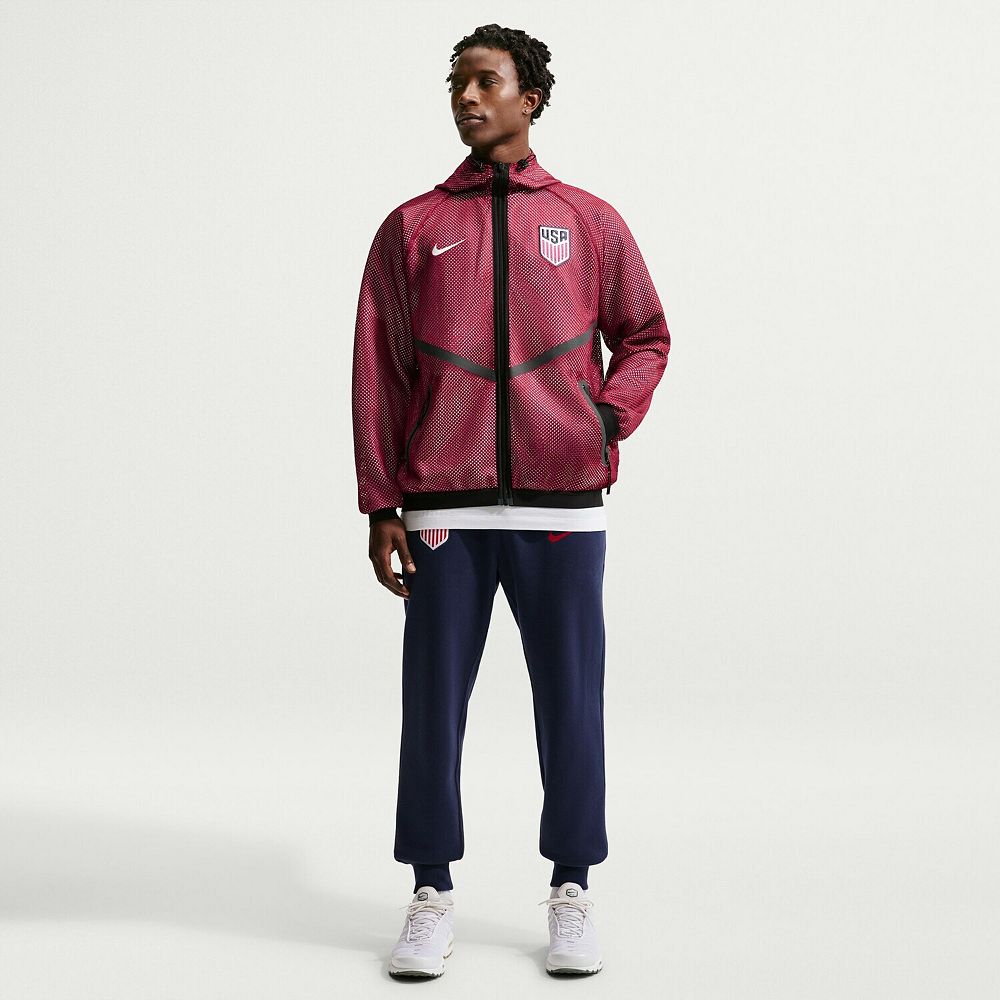 Men's Nike Red USMNT 2026 Anthem Mesh Dri-FIT Full-Zip Hooded Jacket