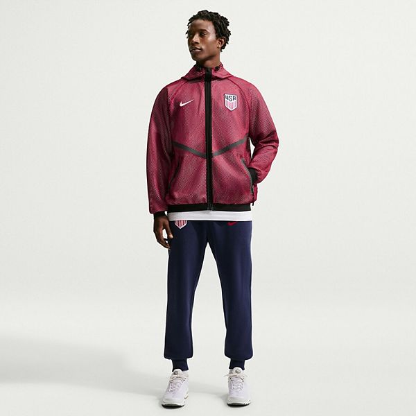 Men's Nike Red USMNT 2026 Anthem Mesh Dri-FIT Full-Zip Hooded Jacket