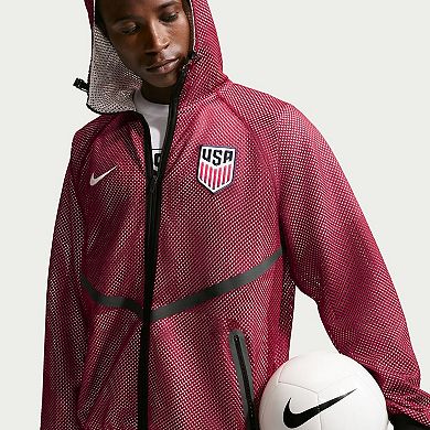 Men's Nike Red USMNT 2026 Anthem Mesh Dri-FIT Full-Zip Hooded Jacket