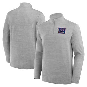 Men's Fanatics Heather Gray New York Giants Clutch Quarter-Zip Pullover