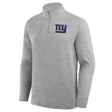 Men's Fanatics Heather Gray New York Giants Clutch Quarter-Zip Pullover