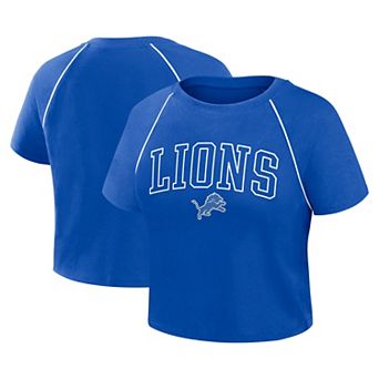 Women's Fanatics Blue Detroit Lions Offensive Scheme Raglan Tri-Blend Cropped Top