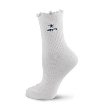 Women's PRO Compression White Dallas Cowboys Logo Lettuce Hem Quarter Socks