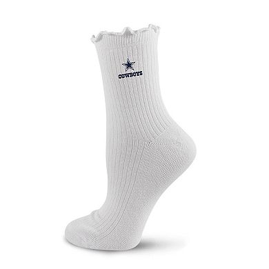 Women's PRO Compression White Dallas Cowboys Logo Lettuce Hem Quarter Socks