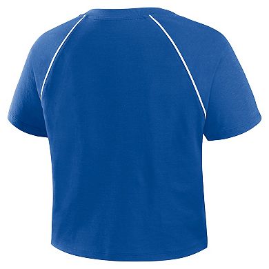 Women's Fanatics Royal Buffalo Bills Offensive Scheme Raglan Tri-Blend Cropped Top