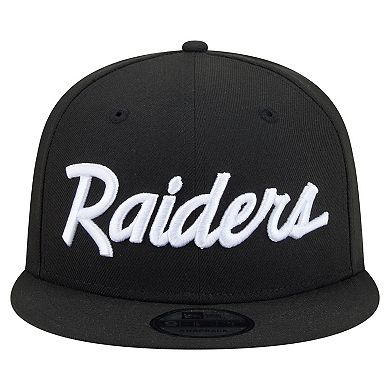 Men's New Era Black Las Vegas Raiders Core Team Script 9FIFTY Snapback Hat