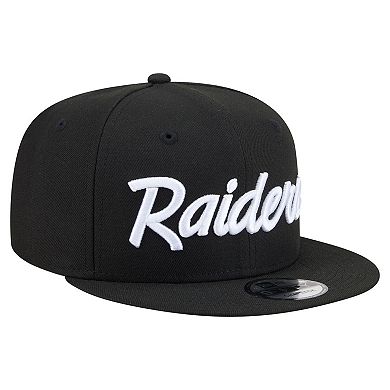 Men's New Era Black Las Vegas Raiders Core Team Script 9FIFTY Snapback Hat