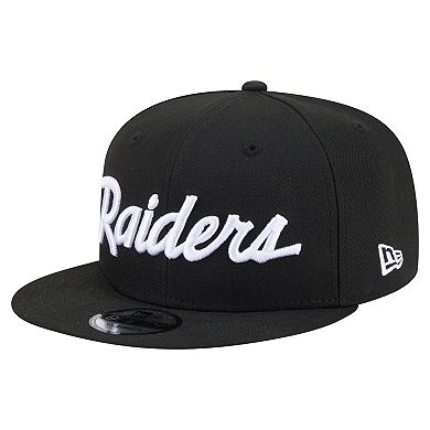 Men's New Era Black Las Vegas Raiders Core Team Script 9FIFTY Snapback Hat