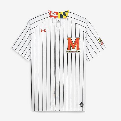 Men's Under Armour White Maryland Terrapins Replica Baseball Jersey