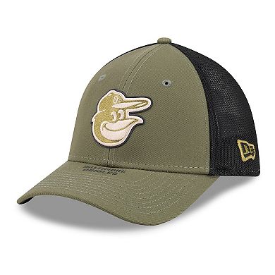 Men's New Era Olive Baltimore Orioles 2026 Armed Forces Day 39THIRTY M-Crown Flex Hat