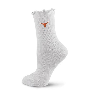 Women's PRO Compression White Texas Longhorns Logo Lettuce Hem Quarter Socks
