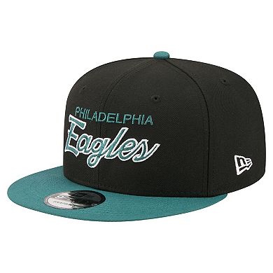 Men's New Era Black Philadelphia Eagles Core Team Script 9FIFTY Snapback Hat