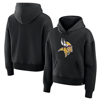 Women's Fanatics Black Minnesota Vikings Relaxed High Hip Essential Legacy Hoodie