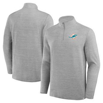 Men's Fanatics Heather Gray Miami Dolphins Clutch Quarter-Zip Pullover