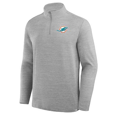 Men's Fanatics Heather Gray Miami Dolphins Clutch Quarter-Zip Pullover