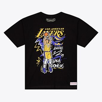 Men's Mitchell & Ness Luka Don��i�� Black Los Angeles Lakers Chalked Up T-Shirt