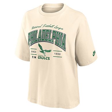 Women's Nike Cream Philadelphia Eagles Vintage Mod Boxy T-Shirt