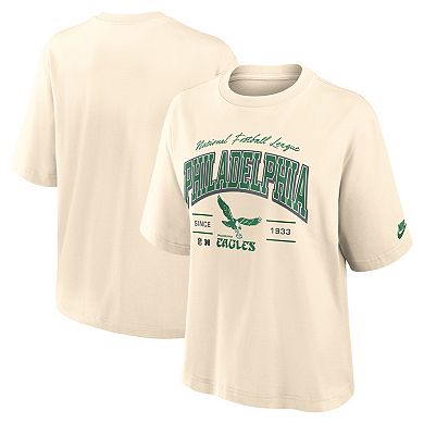 Women's Nike Cream Philadelphia Eagles Vintage Mod Boxy T-Shirt