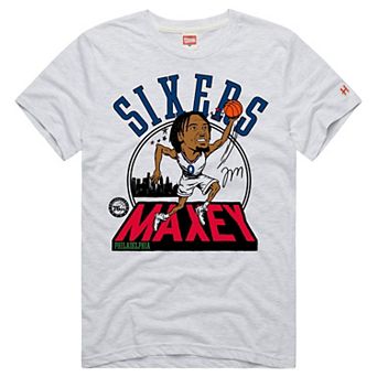 Unisex Homage Tyrese Maxey Ash Philadelphia 76ers Signature Tri-Blend Player T-Shirt