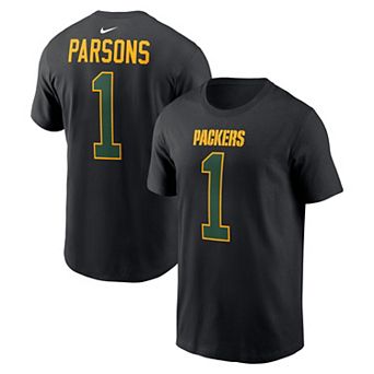 Men's Nike Micah Parsons Black Green Bay Packers Carbon Name & Number T-Shirt