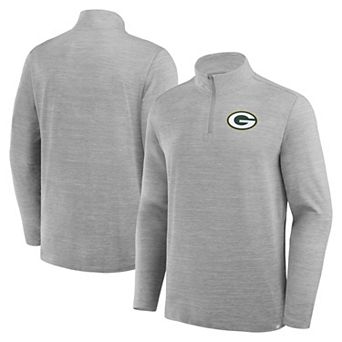 Men's Fanatics Heather Gray Green Bay Packers Clutch Quarter-Zip Pullover