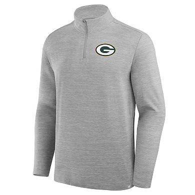 Men's Fanatics Heather Gray Green Bay Packers Clutch Quarter-Zip Pullover