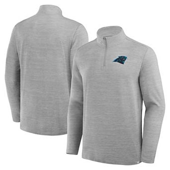 Men's Fanatics Heather Gray Carolina Panthers Clutch Quarter-Zip Pullover