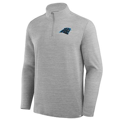Men's Fanatics Heather Gray Carolina Panthers Clutch Quarter-Zip Pullover