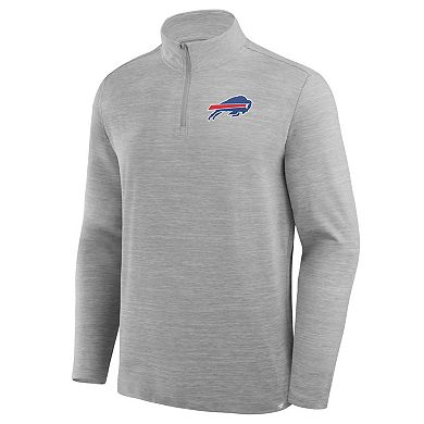 Men's Fanatics Heather Gray Buffalo Bills Clutch Quarter-Zip Pullover