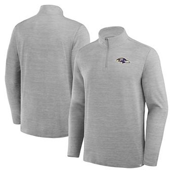 Men's Fanatics Heather Gray Baltimore Ravens Clutch Quarter-Zip Pullover