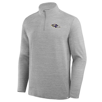 Men's Fanatics Heather Gray Baltimore Ravens Clutch Quarter-Zip Pullover