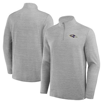 Men's Fanatics Heather Gray Baltimore Ravens Clutch Quarter-Zip Pullover