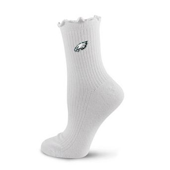 Women's PRO Compression White Philadelphia Eagles Logo Lettuce Hem Quarter Socks