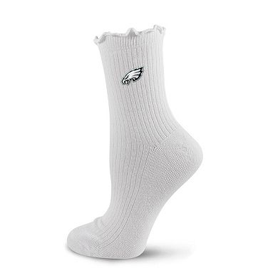 Women's PRO Compression White Philadelphia Eagles Logo Lettuce Hem Quarter Socks