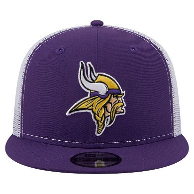 Men's New Era Purple Minnesota Vikings Core Team 9FIFTY Trucker Snapback Hat