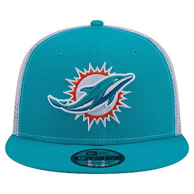 Men's New Era Aqua Miami Dolphins Core Team 9FIFTY Trucker Snapback Hat