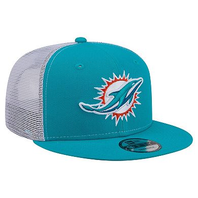 Men's New Era Aqua Miami Dolphins Core Team 9FIFTY Trucker Snapback Hat