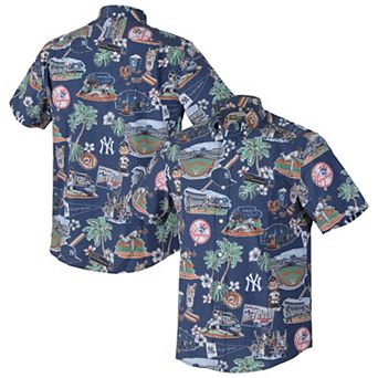 Men's Reyn Spooner Navy New York Yankees Big & Tall Scenic Performance Tri-Blend Aloha Button-Down Shirt